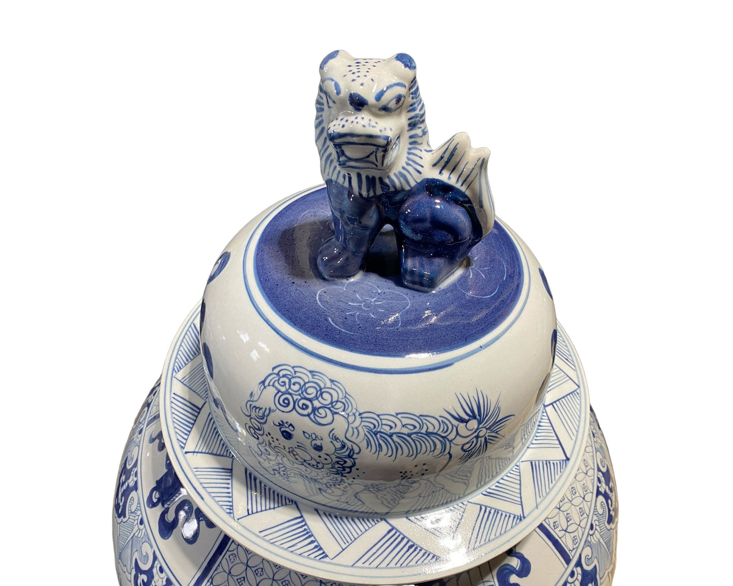 #7195/950 Mansion Size Chinoiserie B & W Porcelain Landscape Ginger Jar 47" H