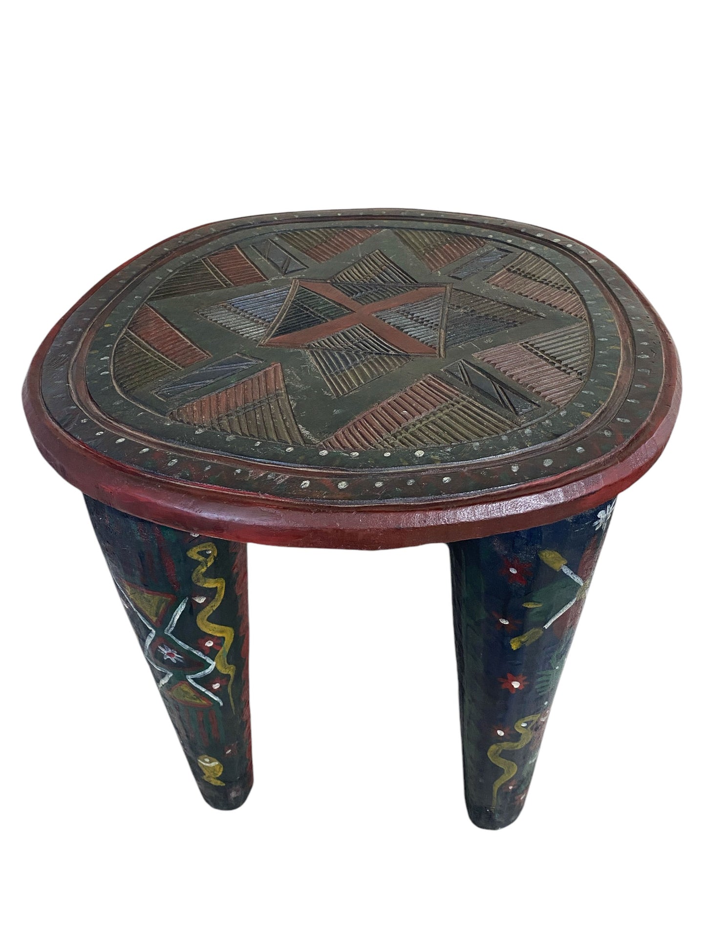#681 Superb African LG Nupe Stool / Table Nigeria 20.5" W by 17" H