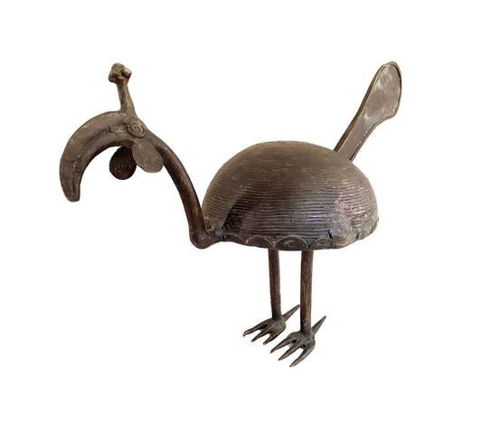 #3677 Lg Bronze Ahanti Bird Sculpture Ghana