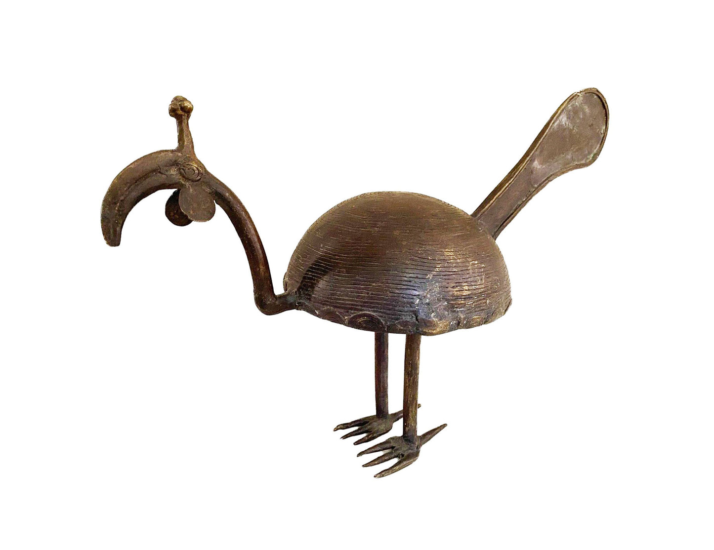 #3677 Lg Bronze Ahanti Bird Sculpture Ghana