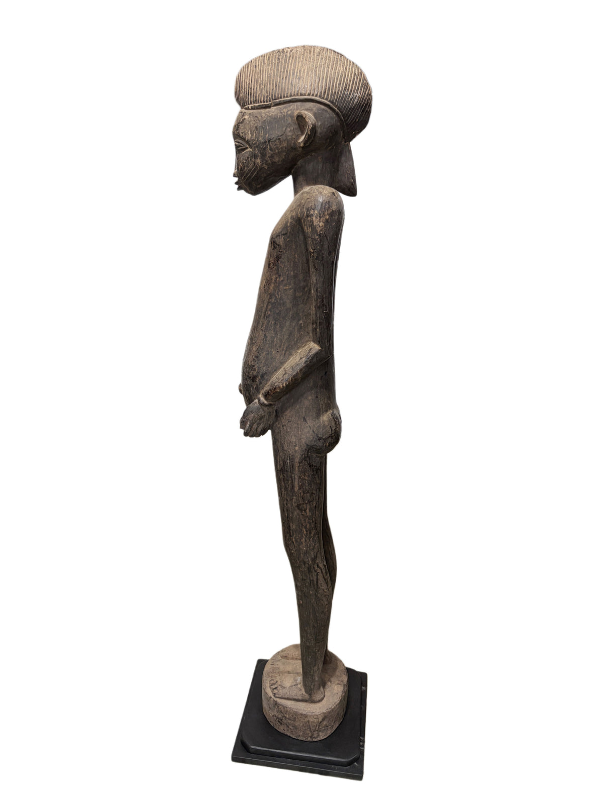 #7233 Life size African Senufo Tyepka Standing maternity figure 60" H Côte d'Ivoire W/Stand