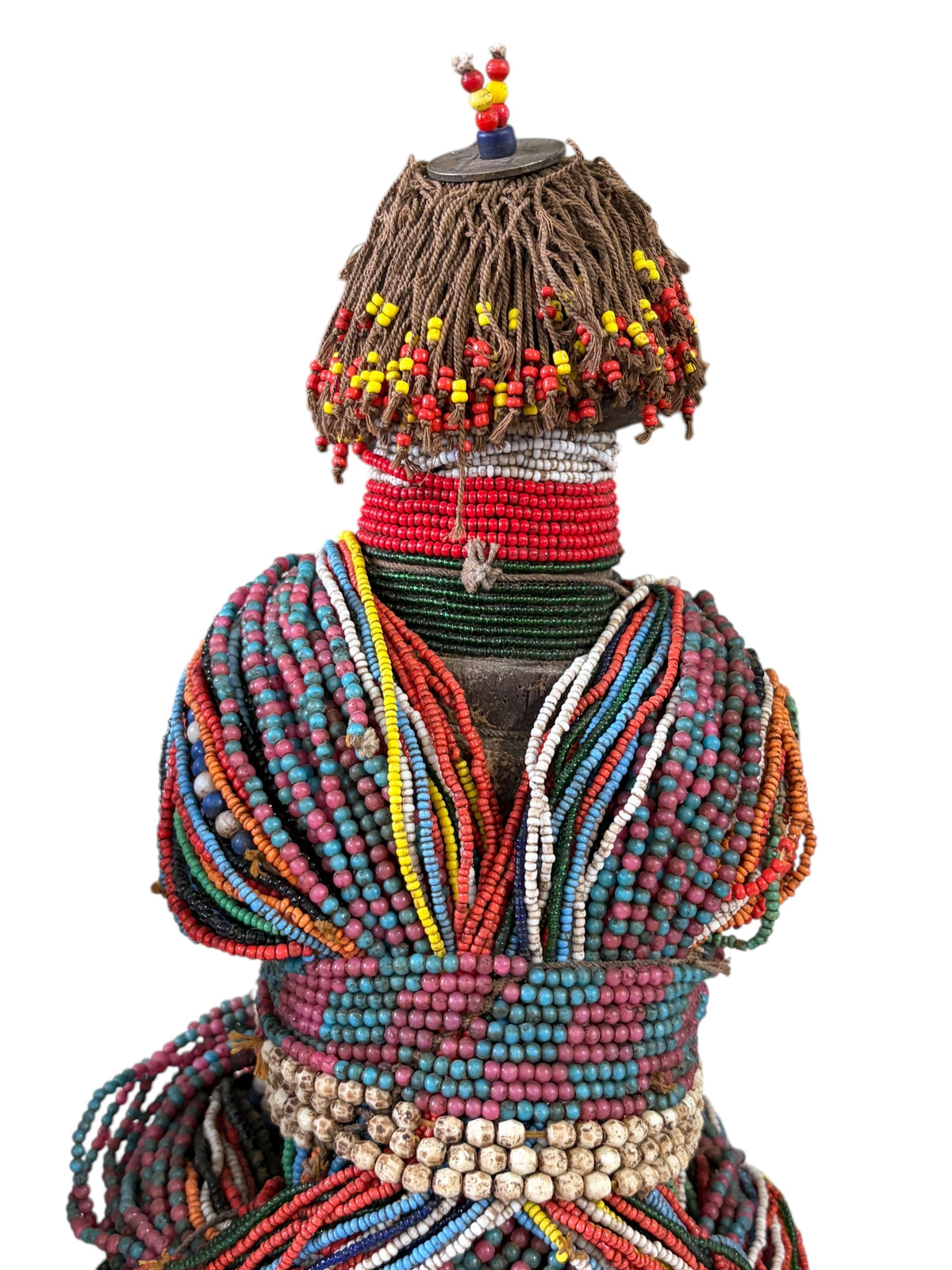 #7708/814 African Beaded Fali Fertility Doll Cameroon w/Stand 13" H