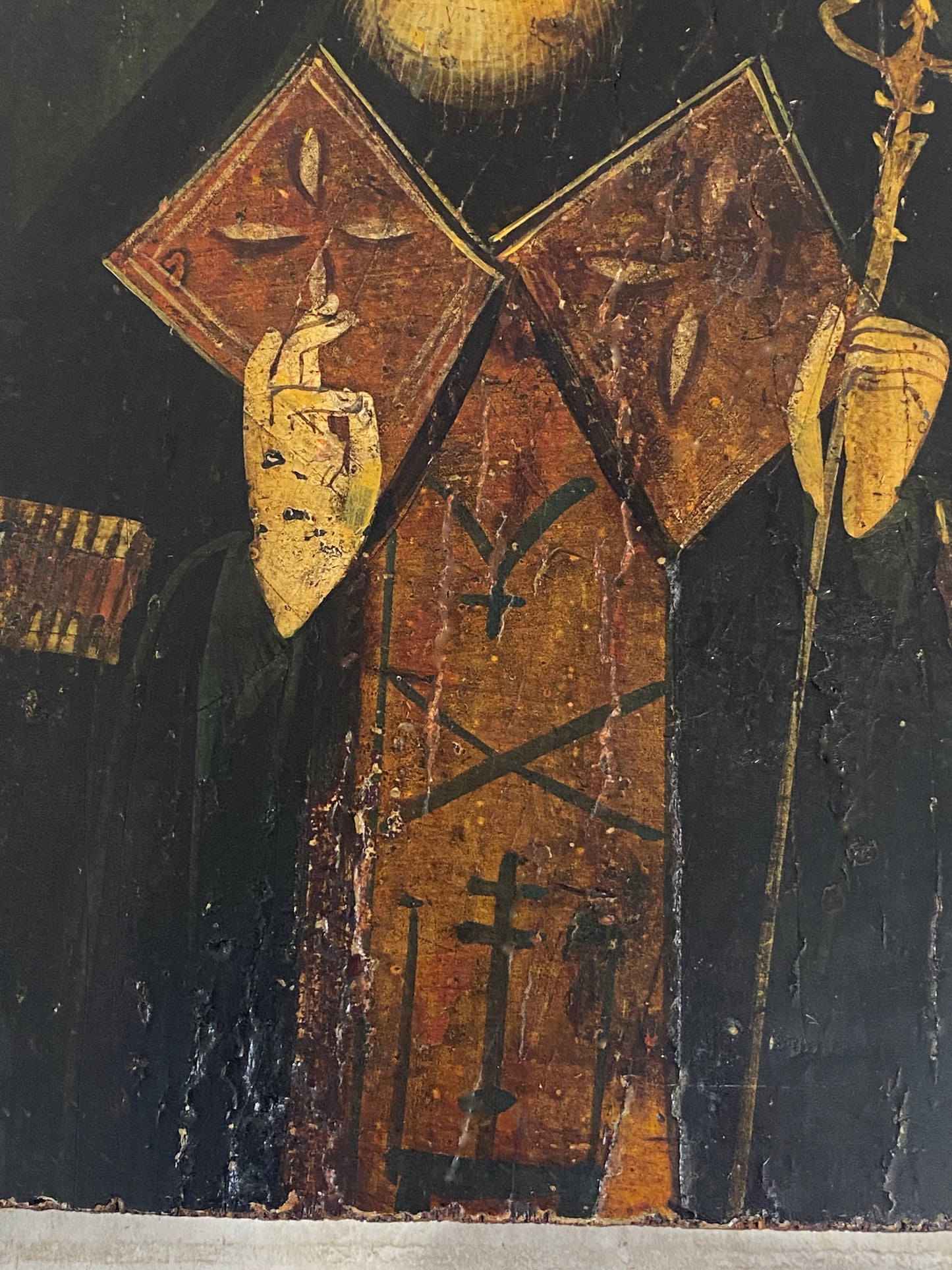#6130 19th C Russian Icon of the Patriarch Tikhon of Moscow 10" H
