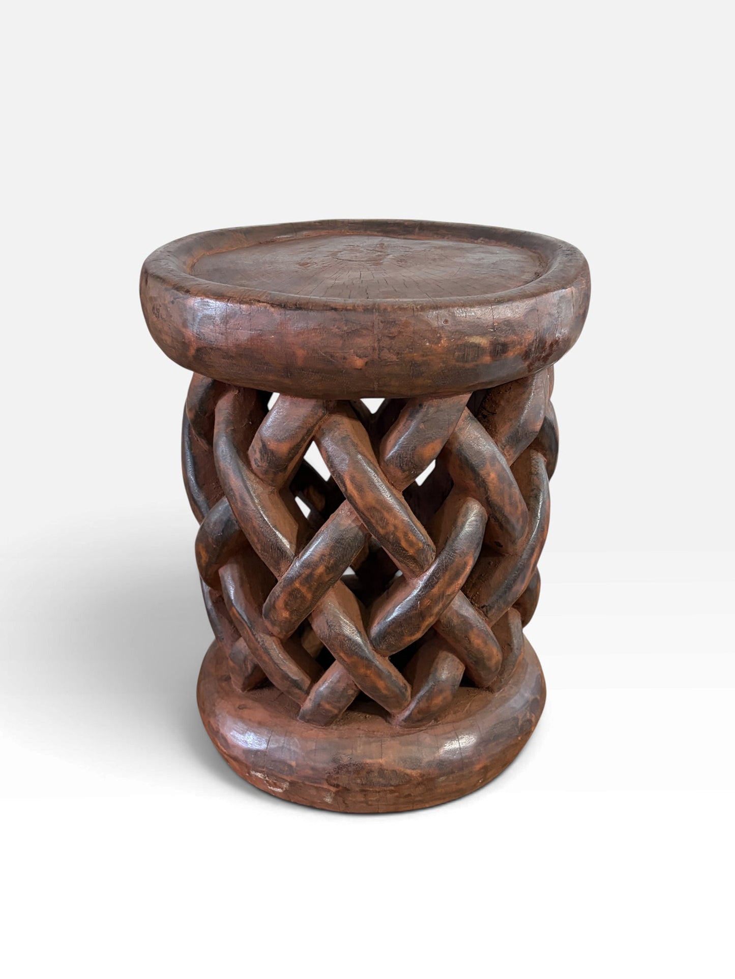 #1277 Vintage Tribal Nobility Bamileke Braided Stool/Table Cameroon 15" H