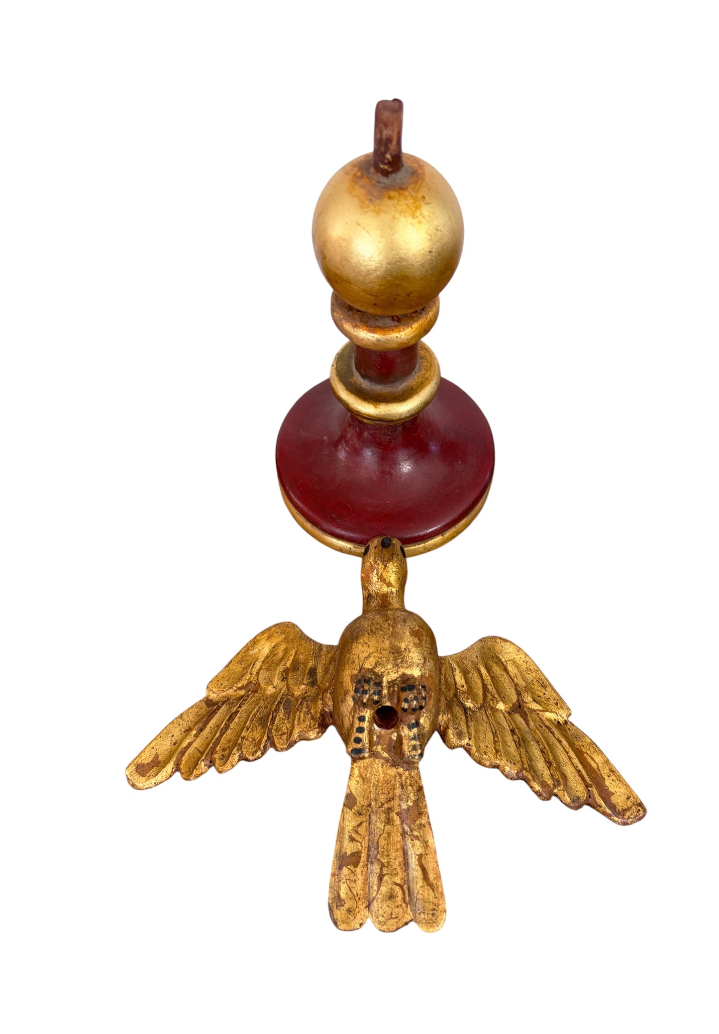 #722 European Carved Wood Bird Sculpture on Finial 9.5" H