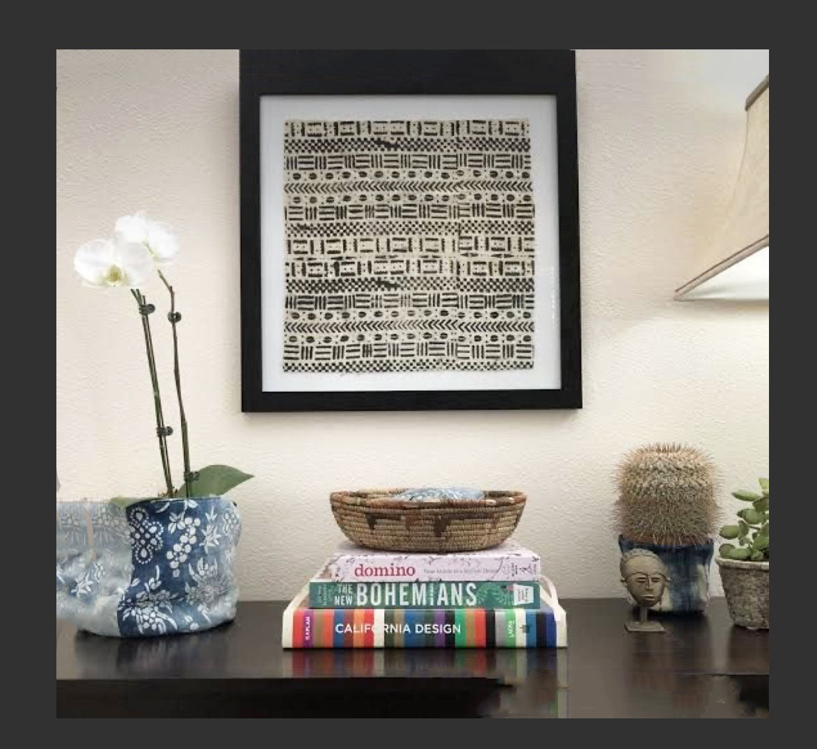 # 5729 African Black and White Mud Cloth Textile Mali 62" by 36"