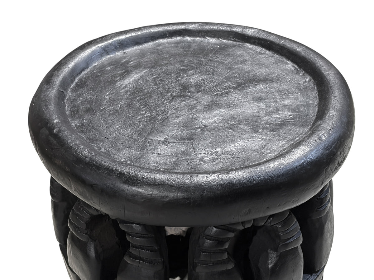 #1288 Vintage LG Tribal Nobility Bamileke Stool/Table Cameroon 17" H