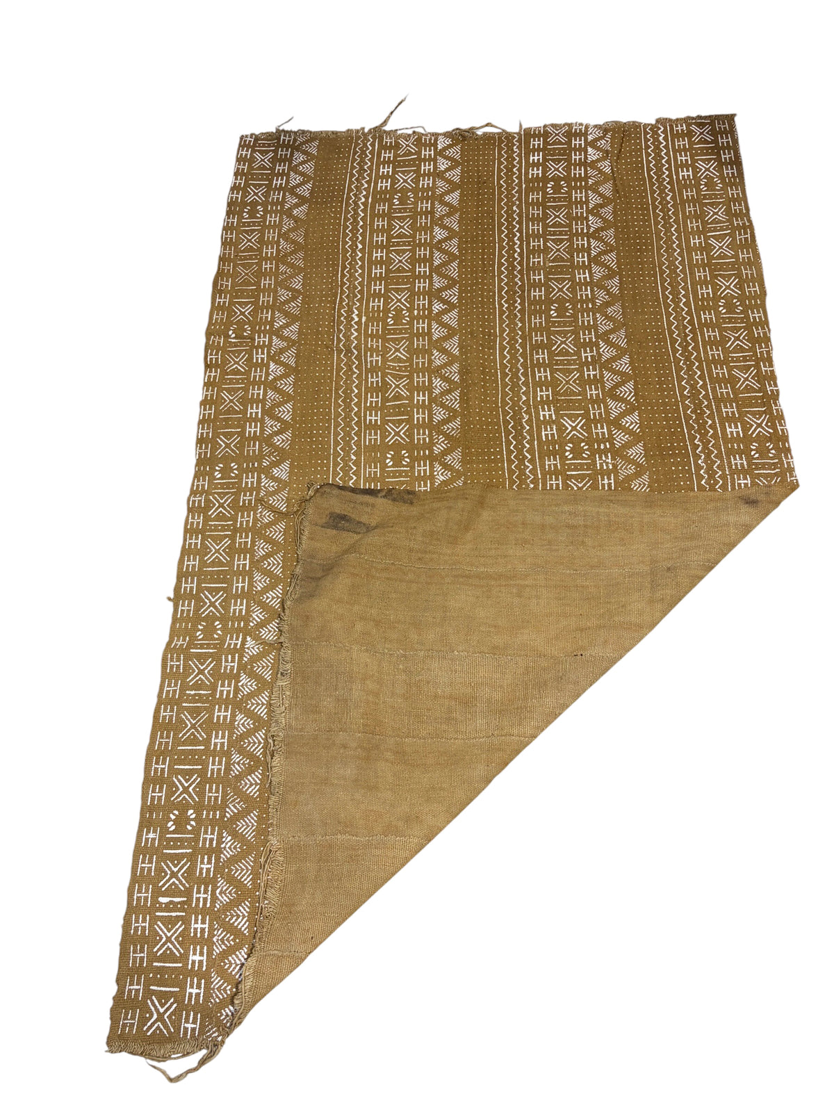 #7425B African Large Mustard & White Mud Cloth Textile Mali 66" by 36.5"
