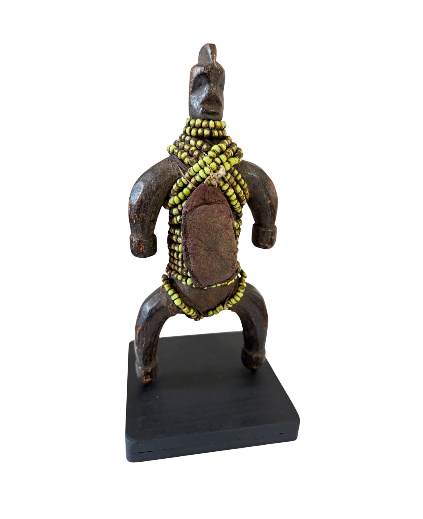 #7167 Vintage African Fertility Beaded Doll Cameroon 8.5" H W/Wood Stand