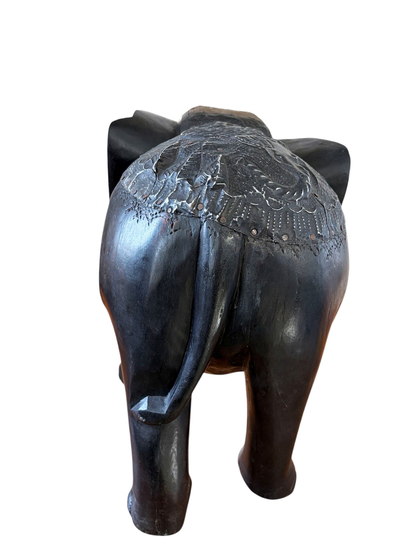 #7044 Vintage Ashanti Elephant Wooden Sculpture Ghana 13" H