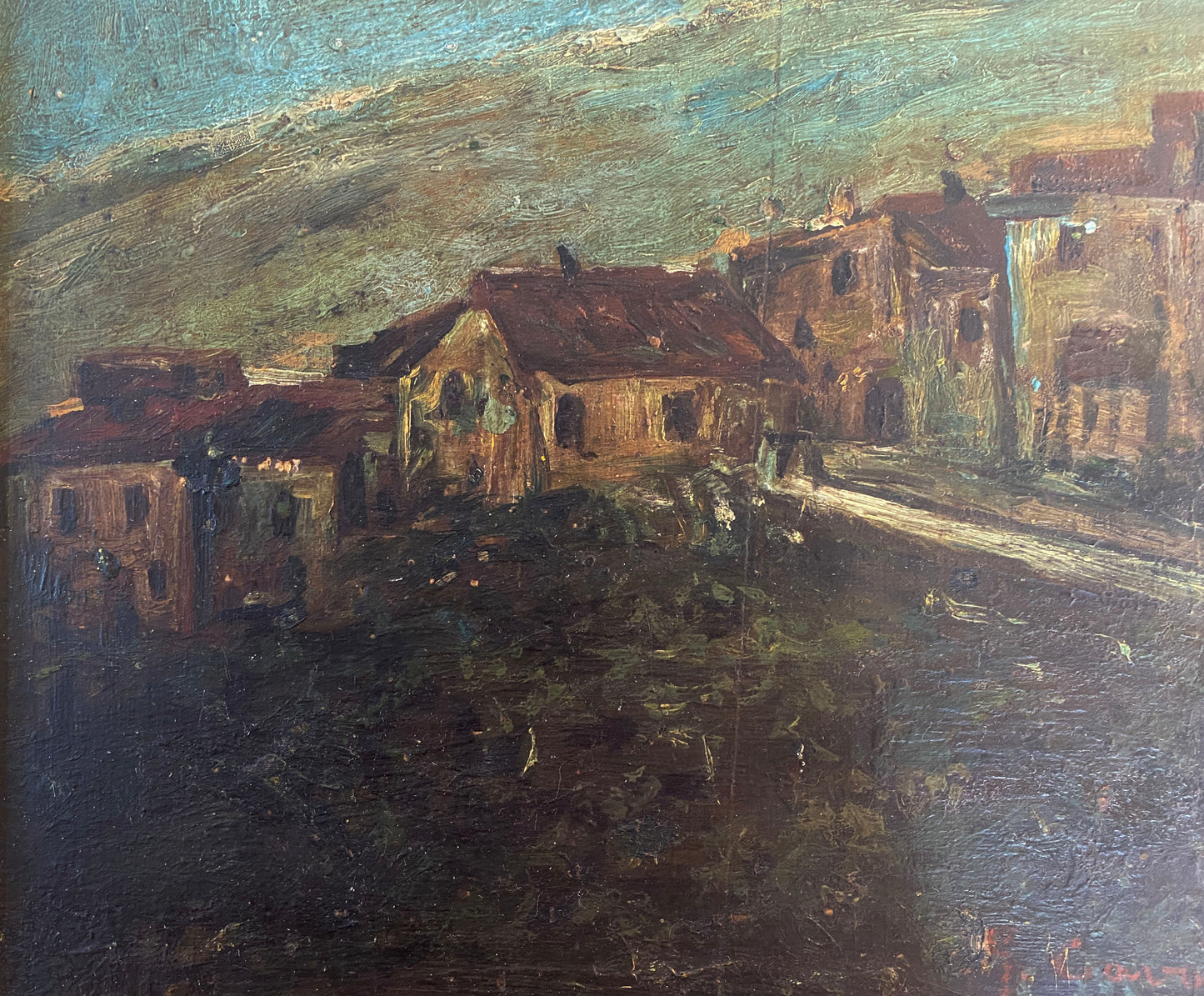 #7296 Old Oil On Wood Painting by the Brazilian Artist Jose Cavaliere