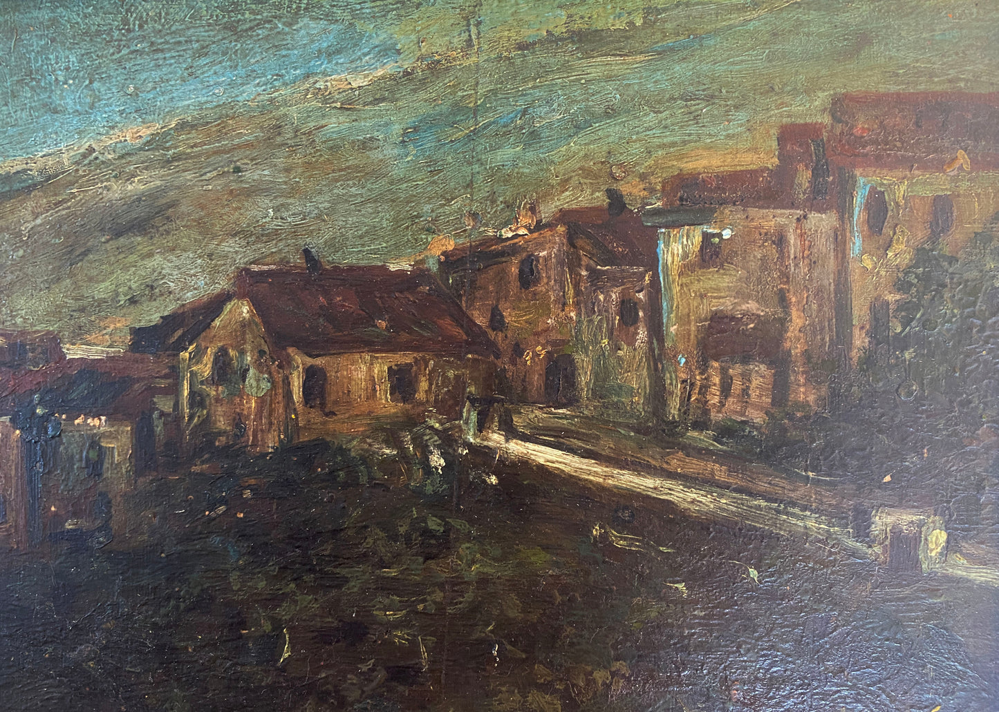 #7296 Old Oil On Wood Painting by the Brazilian Artist Jose Cavaliere