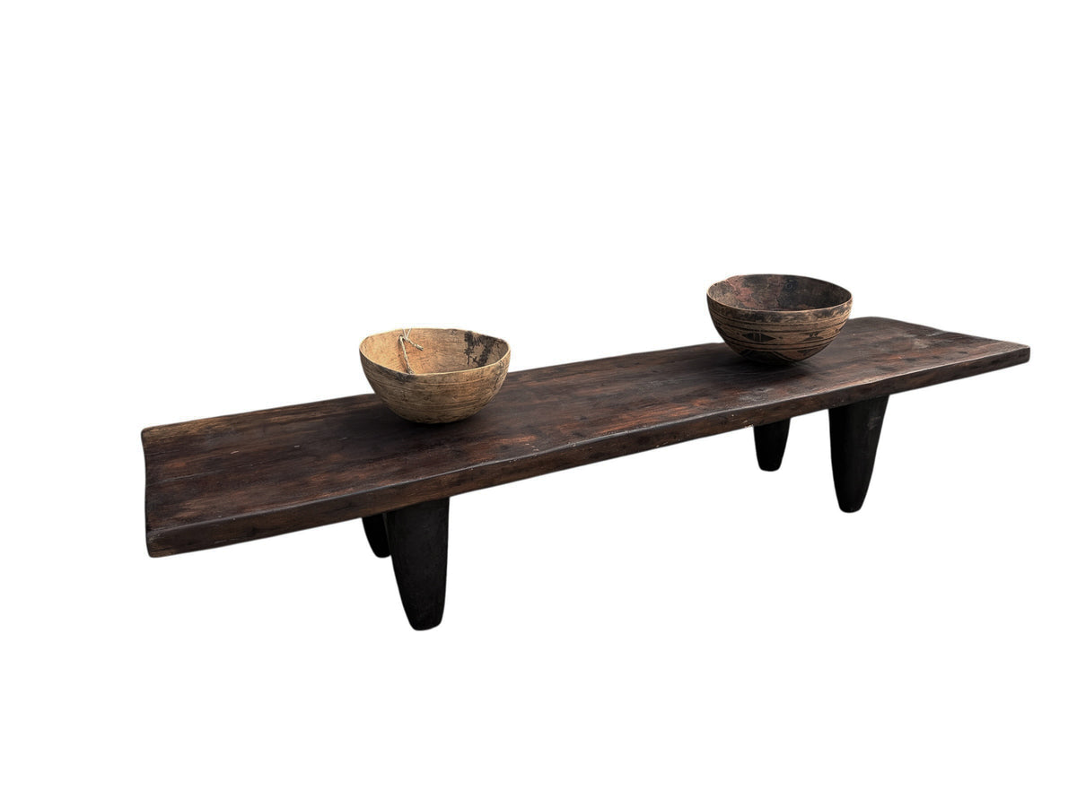 5941 Vintage large-tribal-wood-senufo-coffee-table stool-74.5" w