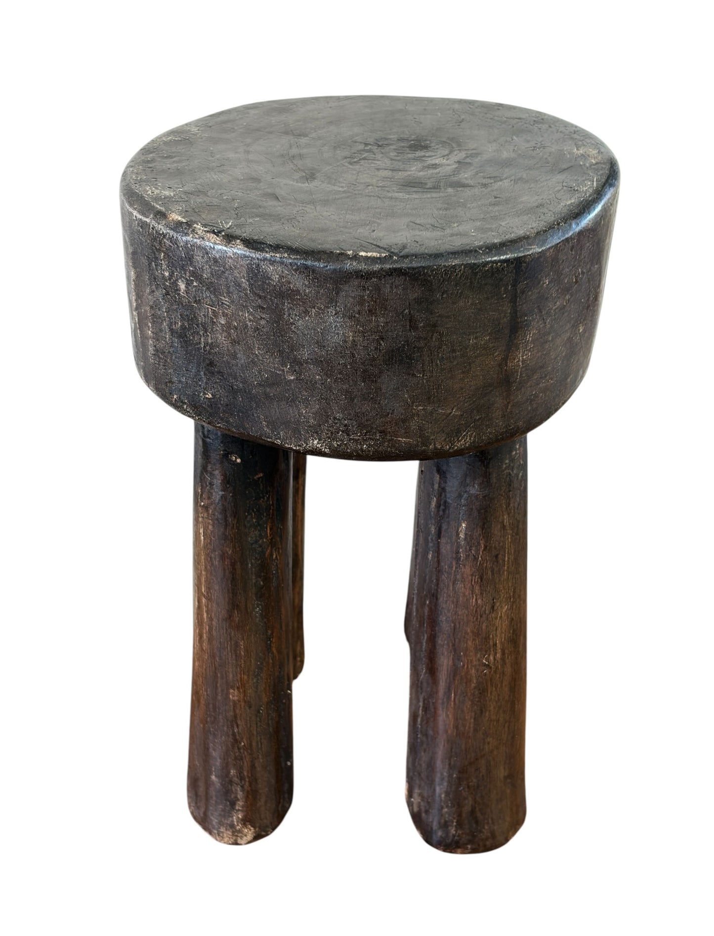 #6656 African Vintage Carved Wood Milk Stool Hehe Gogo People Tanzania 11"H