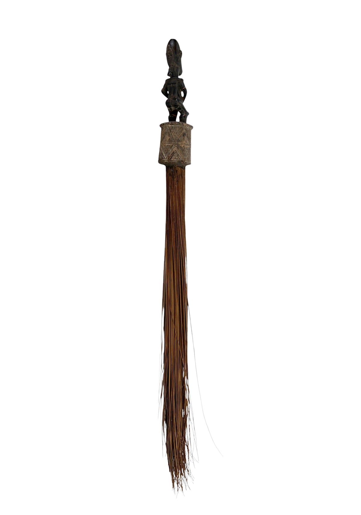 #6604 Vintage African Baule Materity Broom With Female Figure 29" H