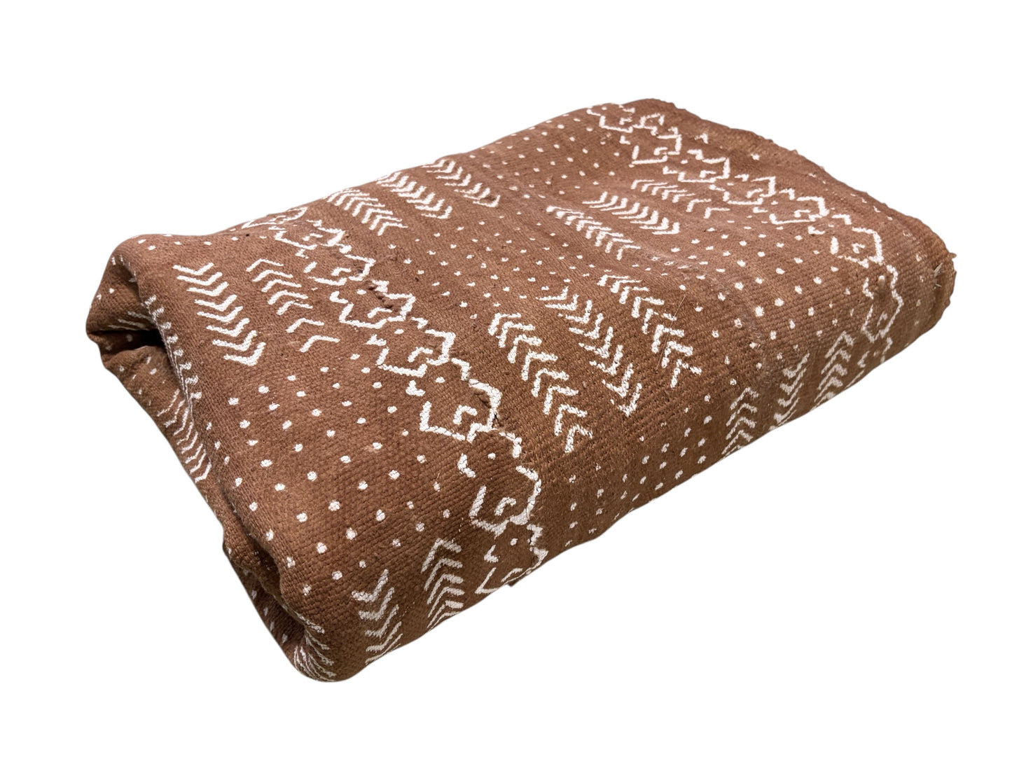 # 186 Lg Vintage Malian Brown & White Mud Cloth Textile 87"