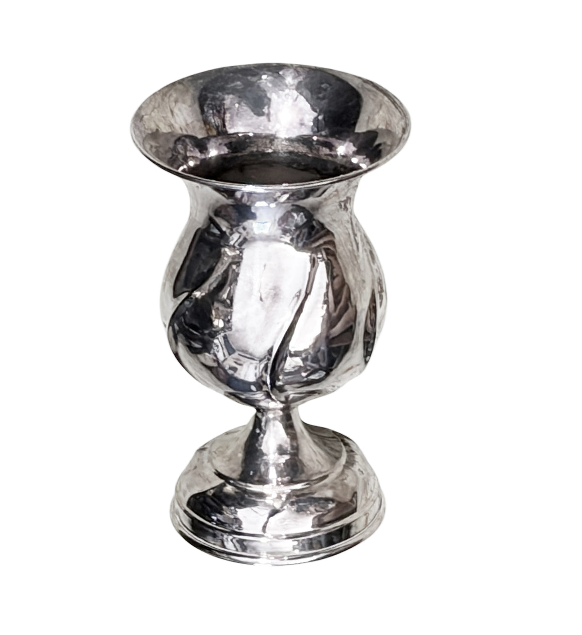 #727 English SHEFFIELD PLATE silver-tone goblet-style decorative vase 6.25" H