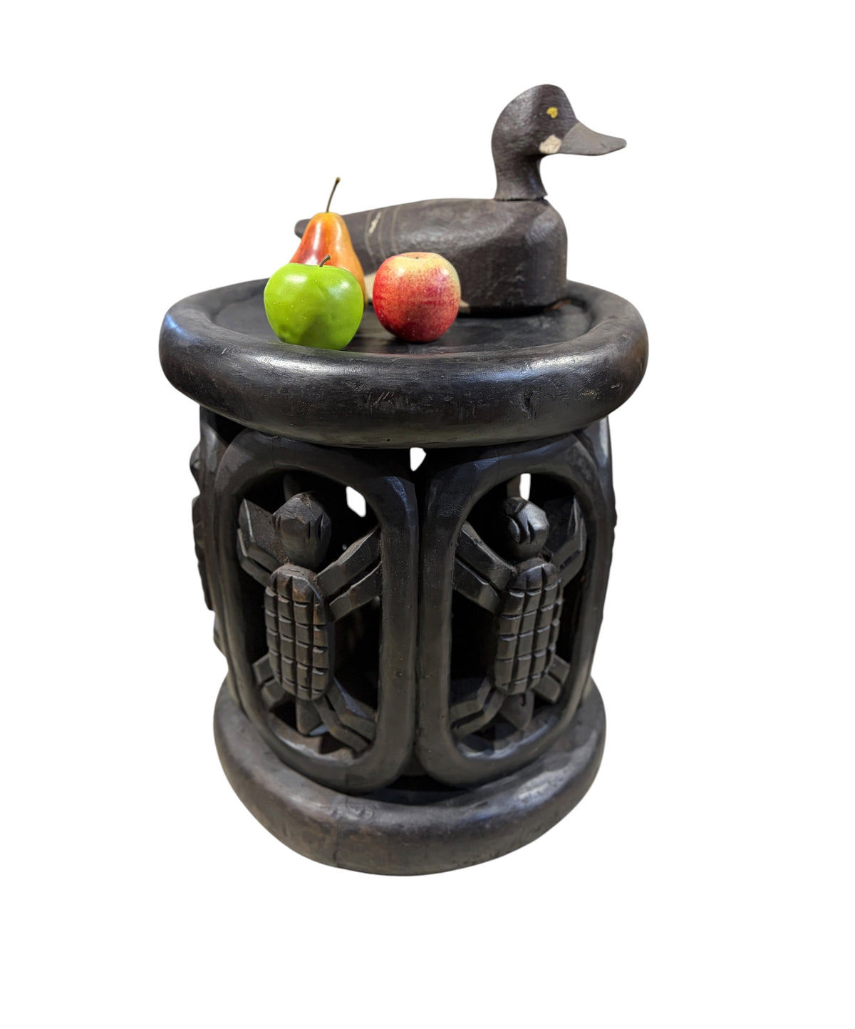 #1339 Vintage LG Tribal Nobility Bamileke Turtle Stool/Table Cameroon 17" H