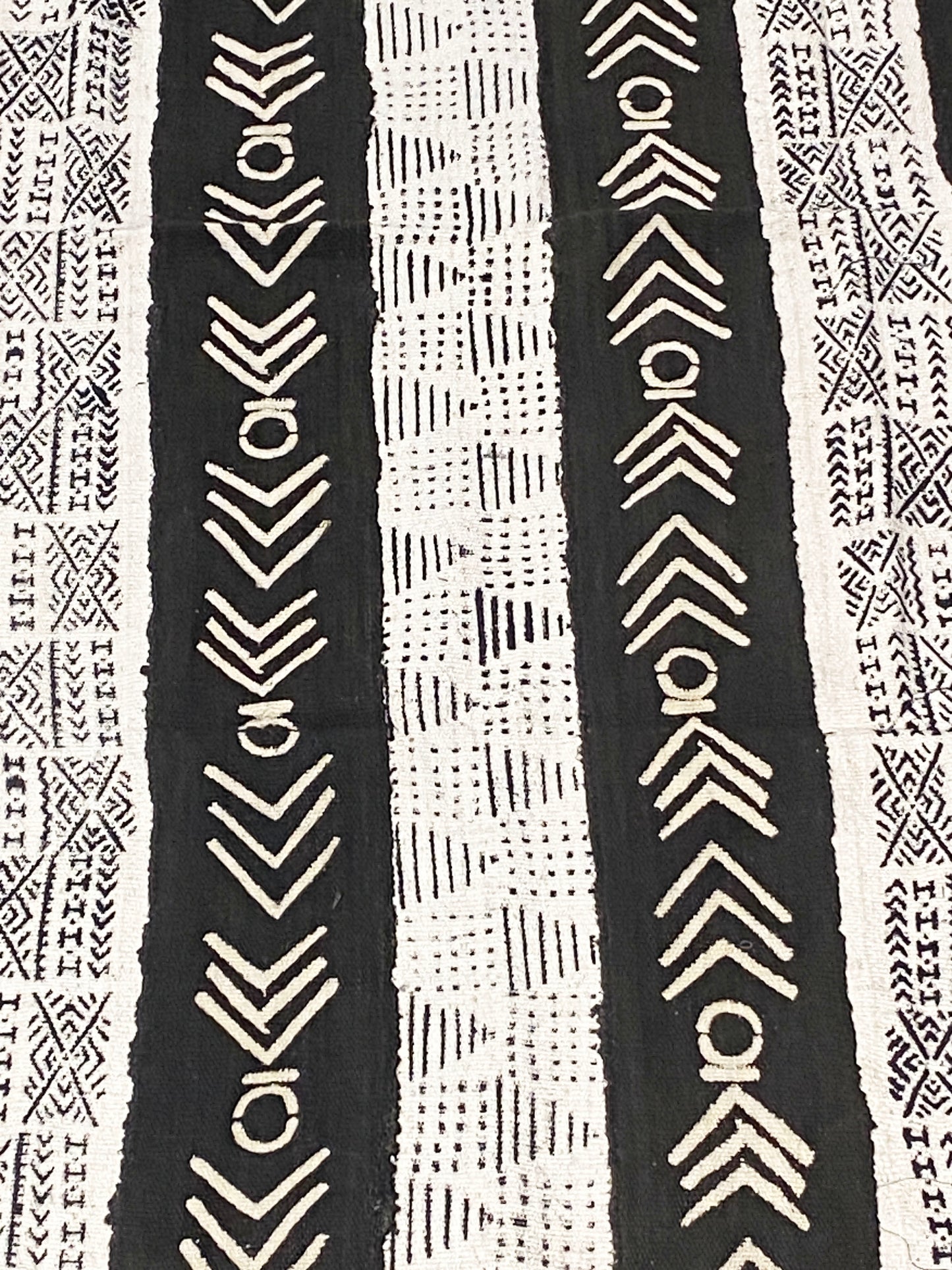 # 5731 African Black and White Mud Cloth Textile Mali 62" by 38"