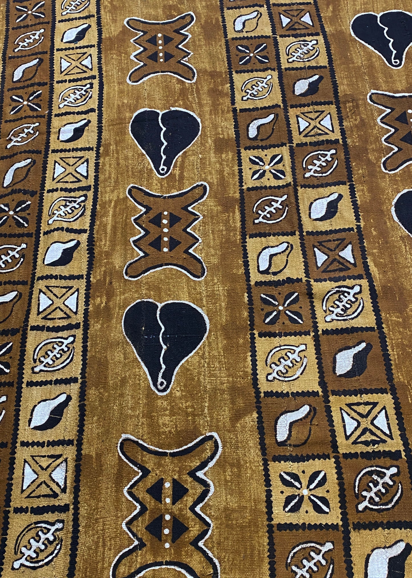 #5948 Large African Bogolan Mud Cloth Textile 86" h by 60" W