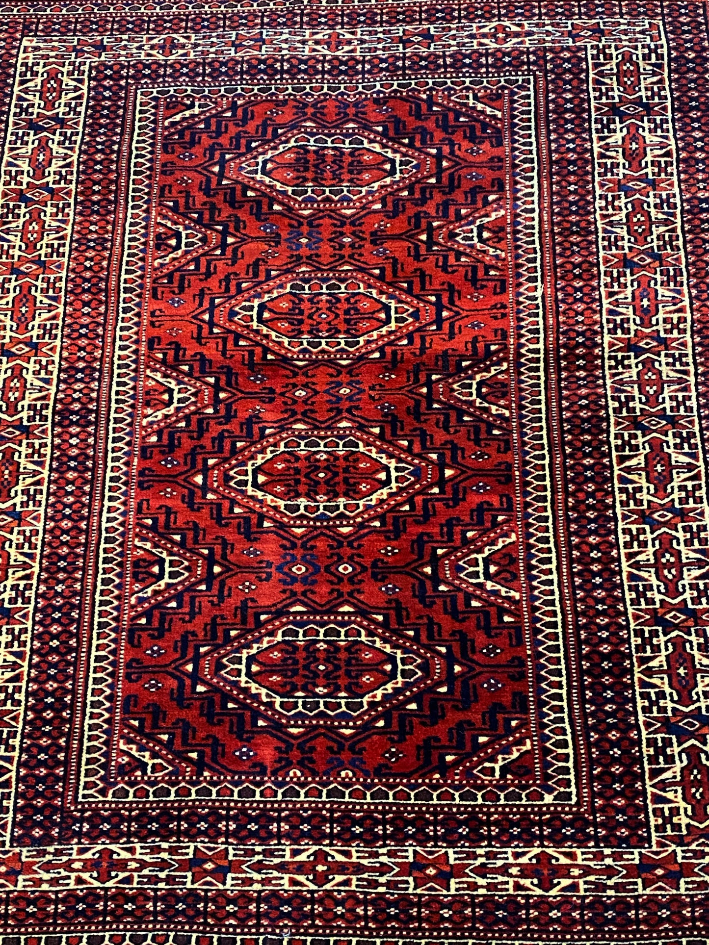 #5951 Antique circa 1900 Fine Tribal Turkmen Tekke  Wool Rug 56"