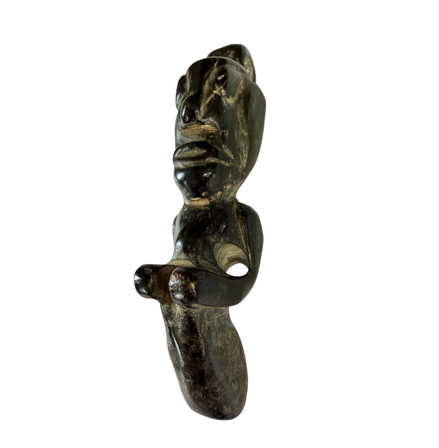 #462 HongShan Style Culture Black carved Jade Primitive figure 3.5" H