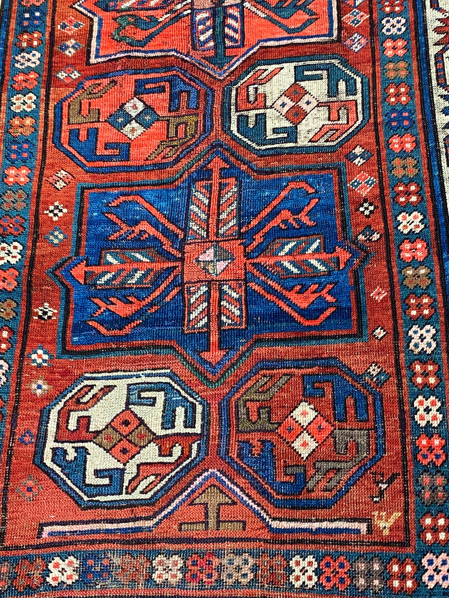 #883 19th Tribal Caucasian Handknotted wool Kazak/casak Rug