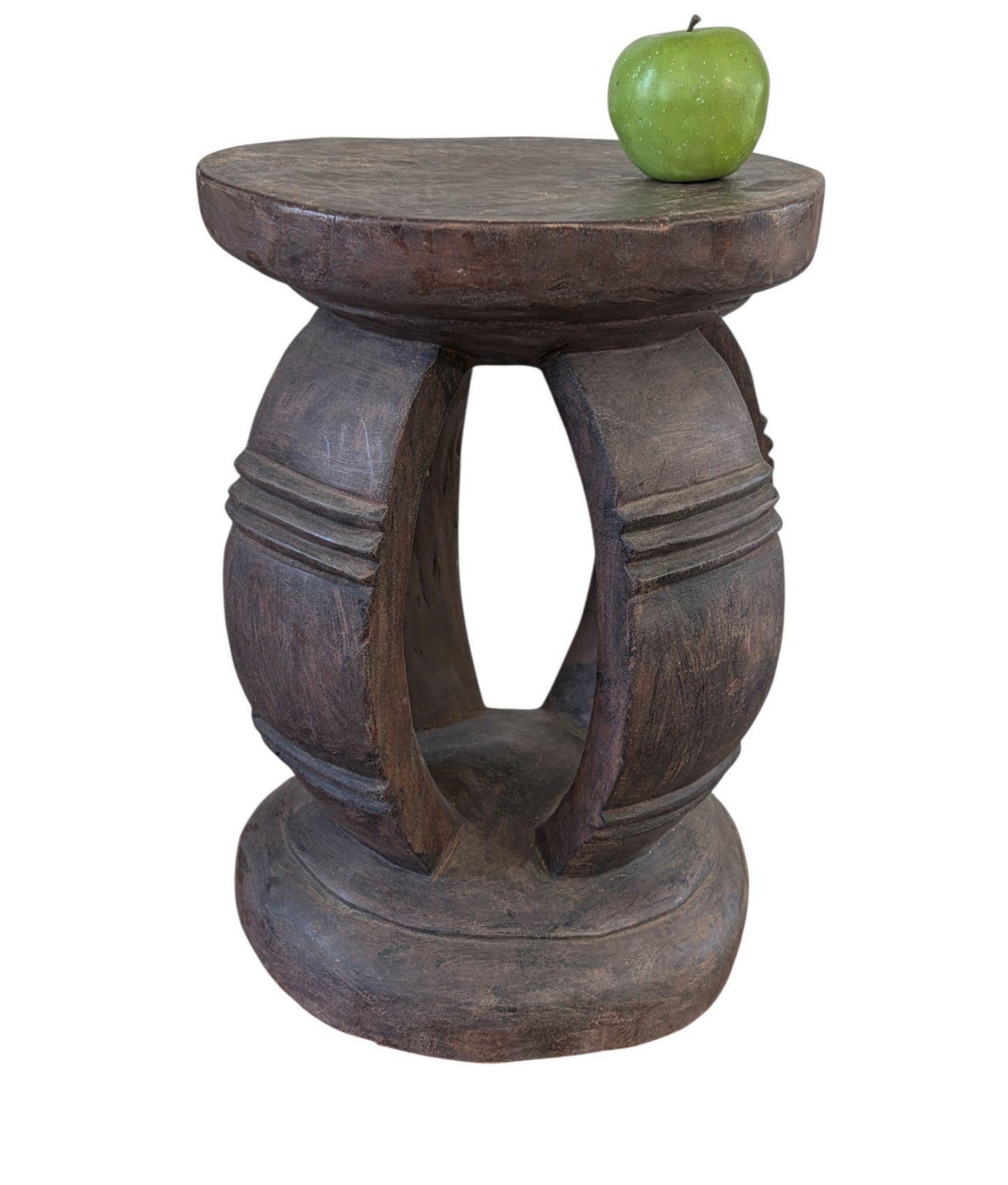 #6671 VTG Rustic Wood African Large Baga Stool Guinea-Bissau 15.5" H by 12"W