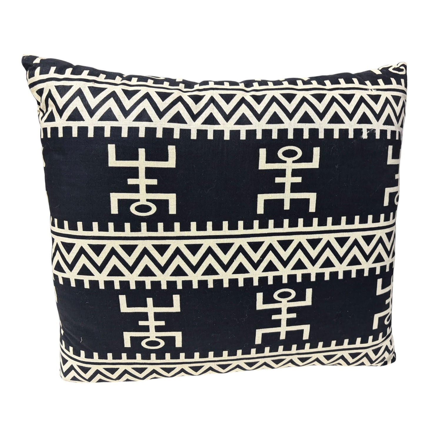 #133 African Custom Made Black and White Kente Cloth Pillow 20"