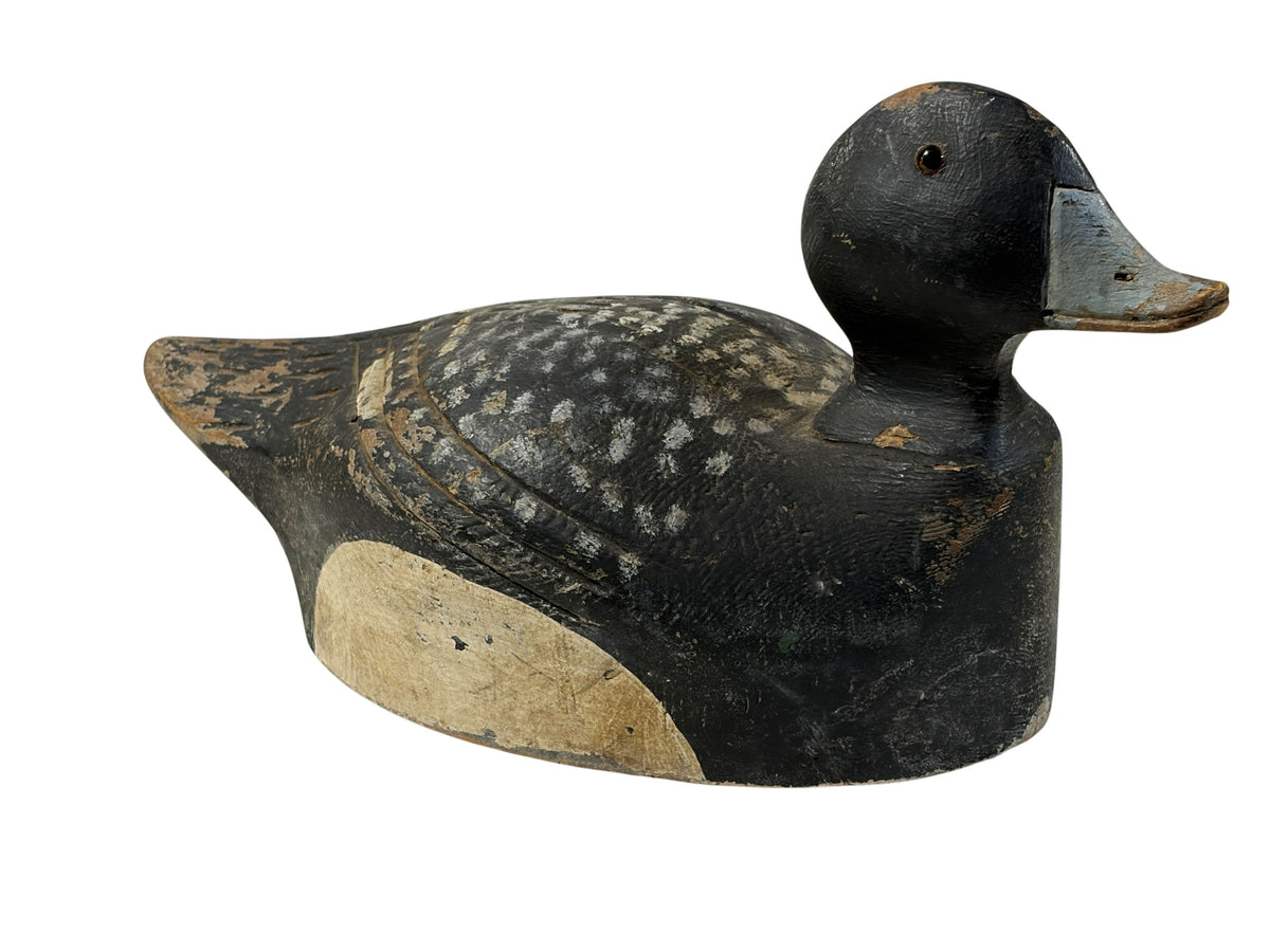 #6859 Vintage 20th century Hand Carved & Painted Old Bluebill Duck Decoy