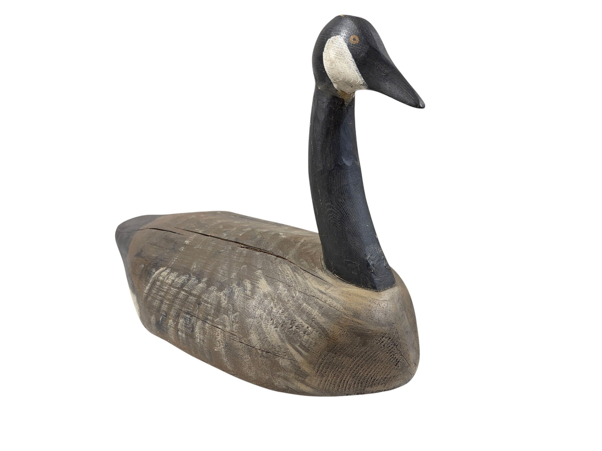 #6854 Vintage 20th century Large Hand Carved and Painted Wood Canada Goose Decoy 18"