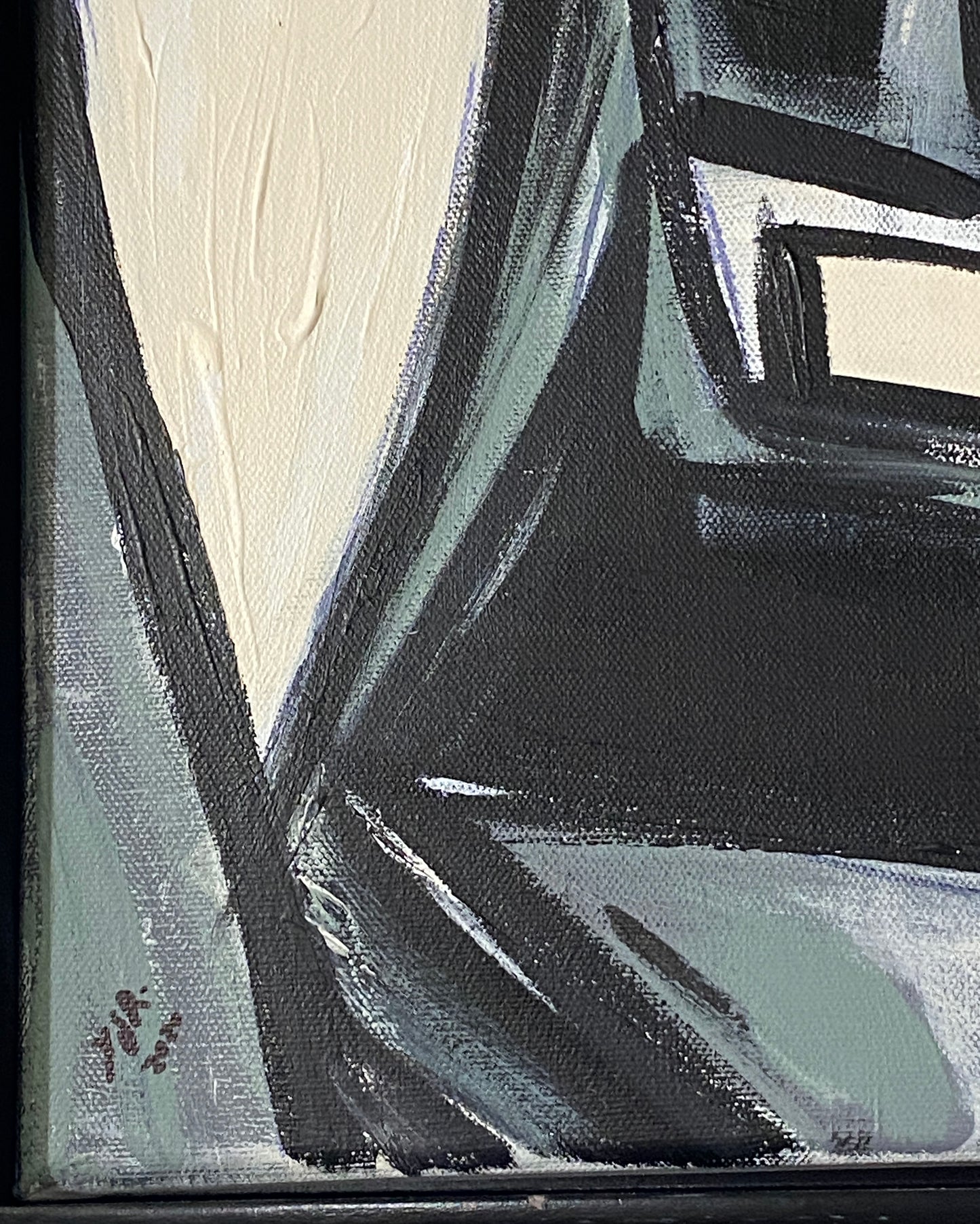#6819 Acrylic on Canvas Abstract Signed YJR Titled "L'Oiseau et l'enfant Blanc " 31" H