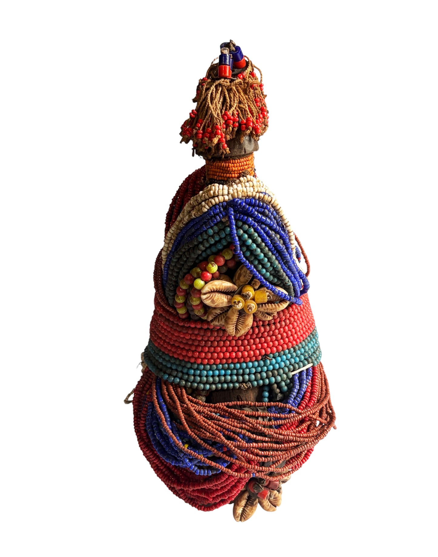 #1224 Vintage African Beaded Fali Namji Twin Fertility Dolls Cameroon 10.5" H