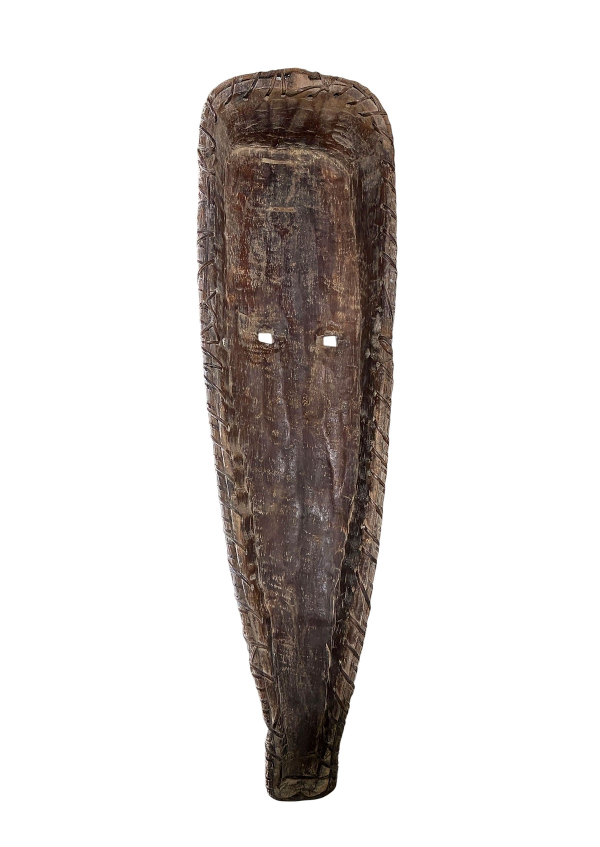 # 1213 Vintage Large Fang Mask Elongated Face Gabon African Mask 48" H