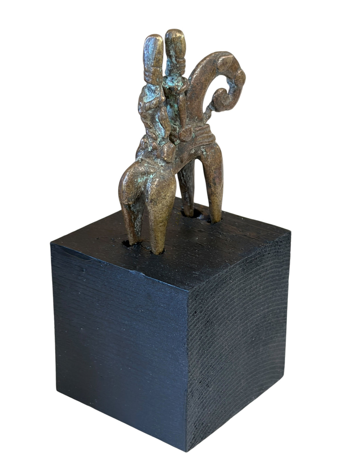 #955 Superb vintage African Dogon Bronze Horseman Cast Handmade Mali 4.5" H