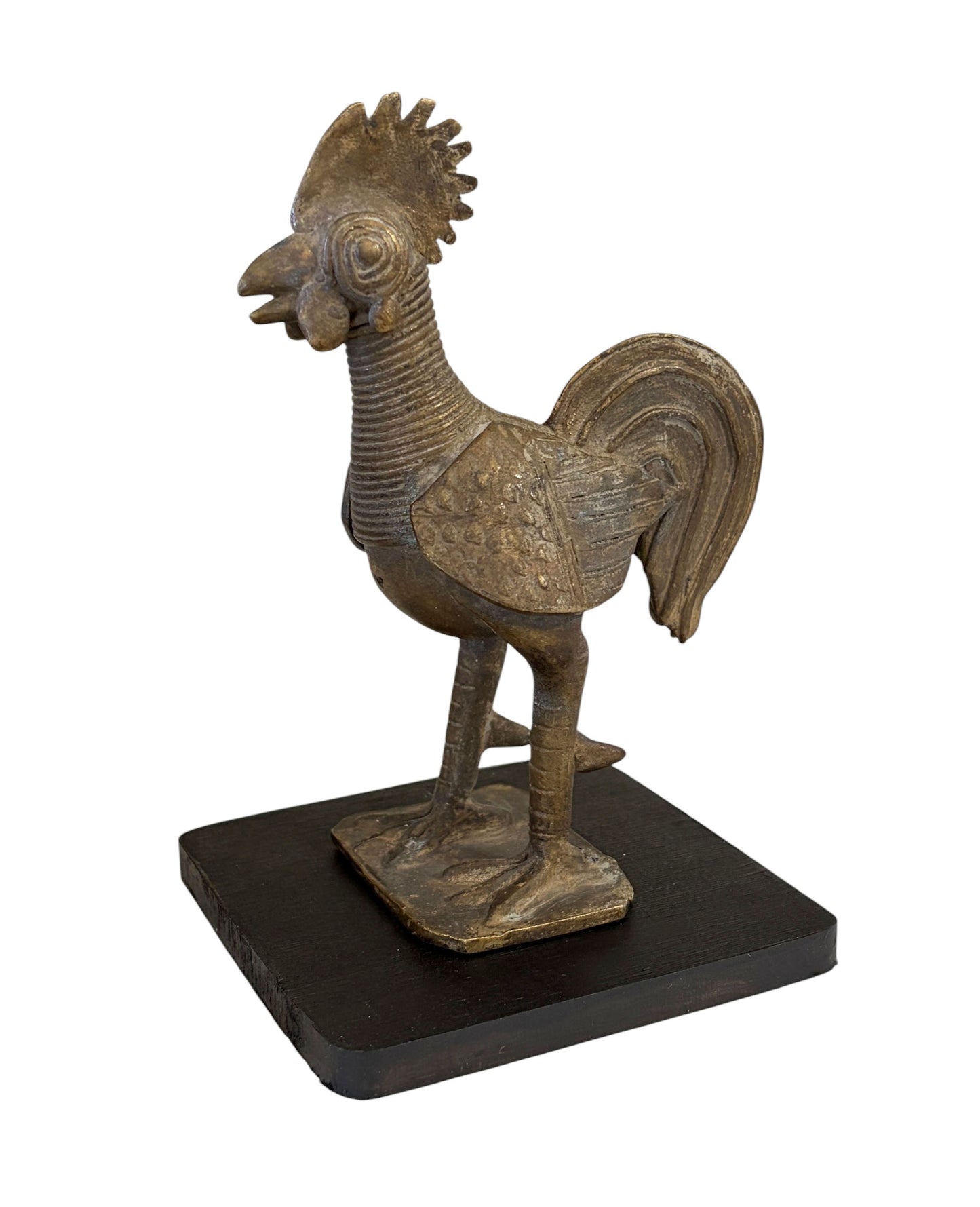 #499 Vintage African Ashanti/Akan Bronze Sculpture Of a Bird/ Rooster I Coast 6.25" H W/stand