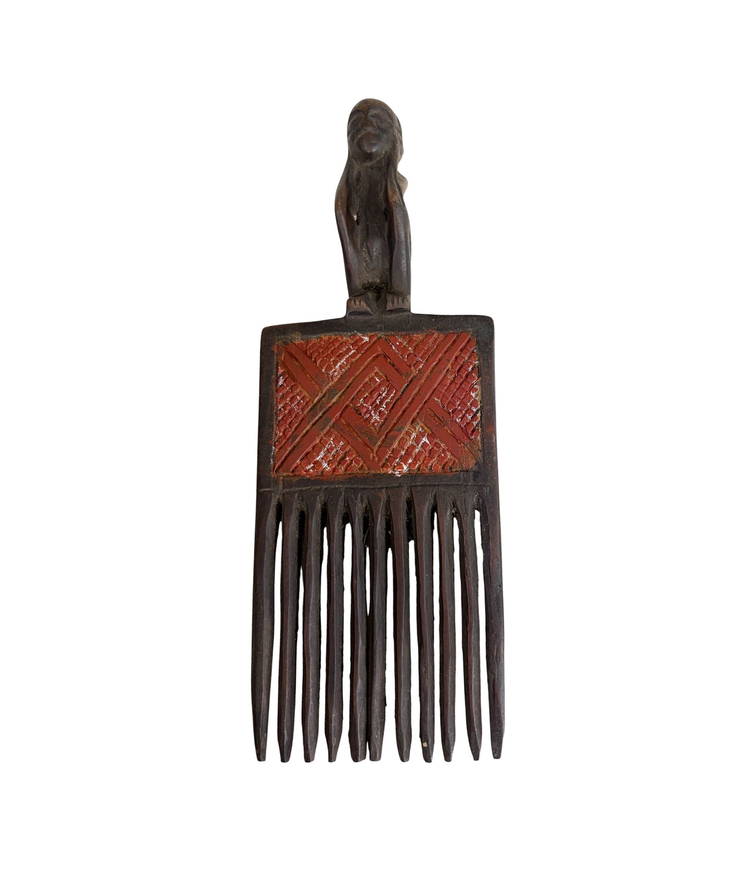 #1254 Vintage Hemba Wedding Comb w/ Seating Figure Congo 9.25" H