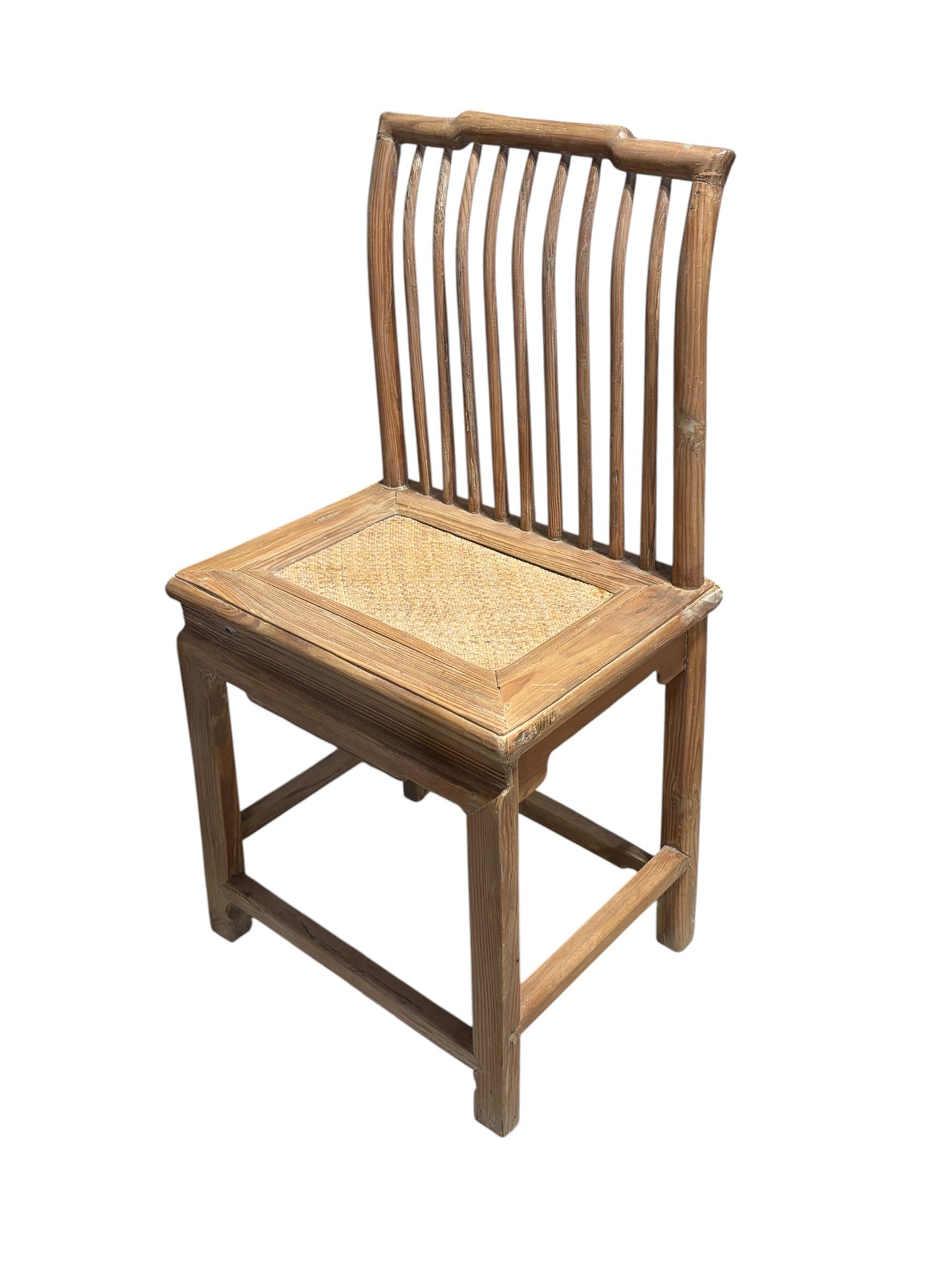 #6733 Antique Carved Elm Wood Chinese Chair 36.5" H