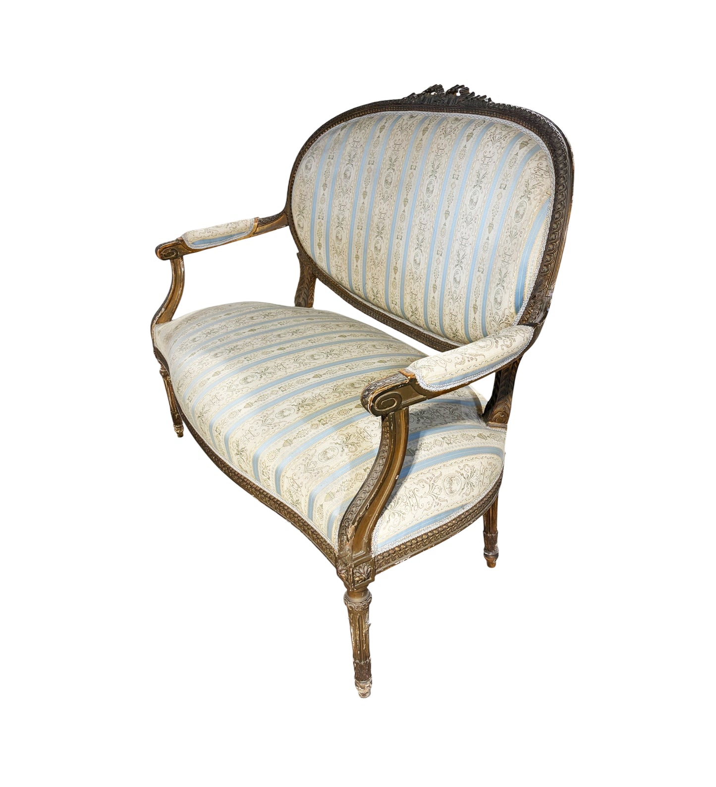 #3476B 19th Century French Louis XVI Walnut Settee /Canape