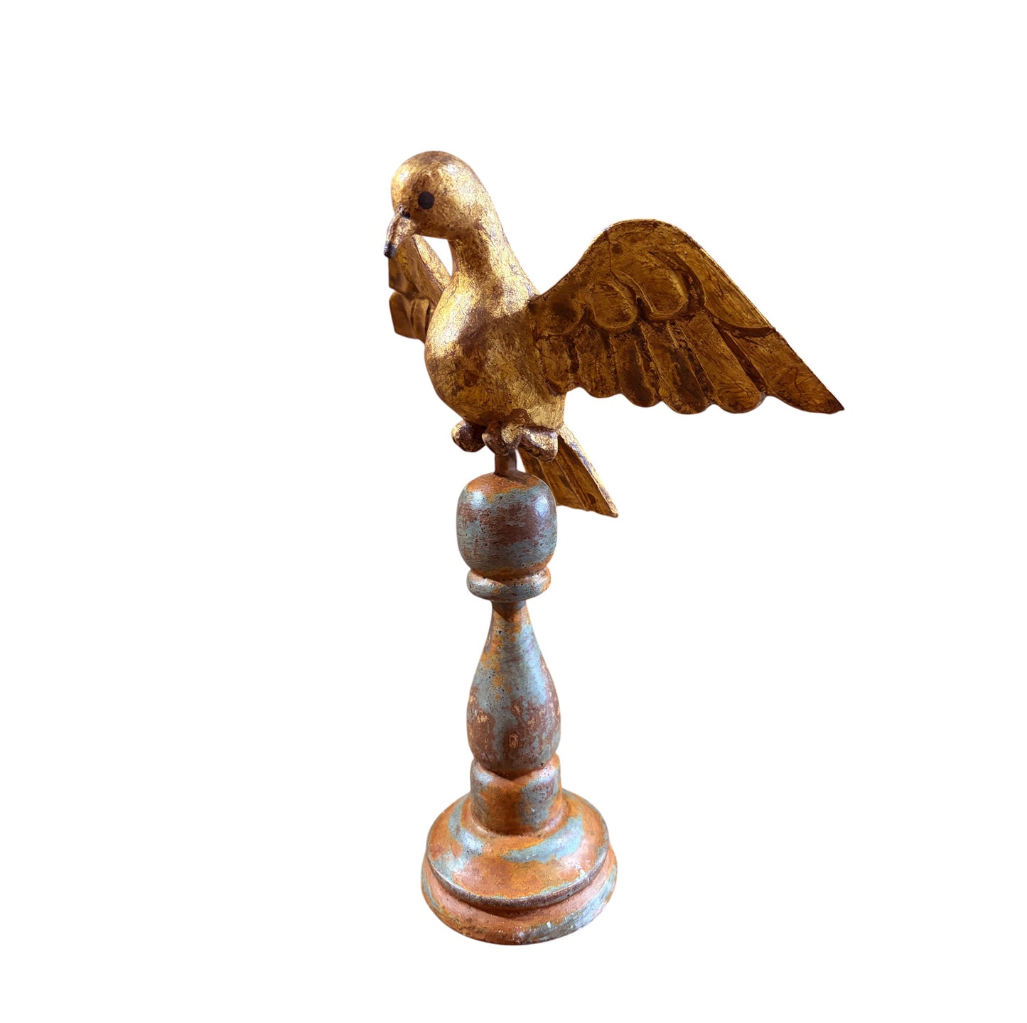 #706 European Carved Wood Bird Sculpture on Finial 12.25" H