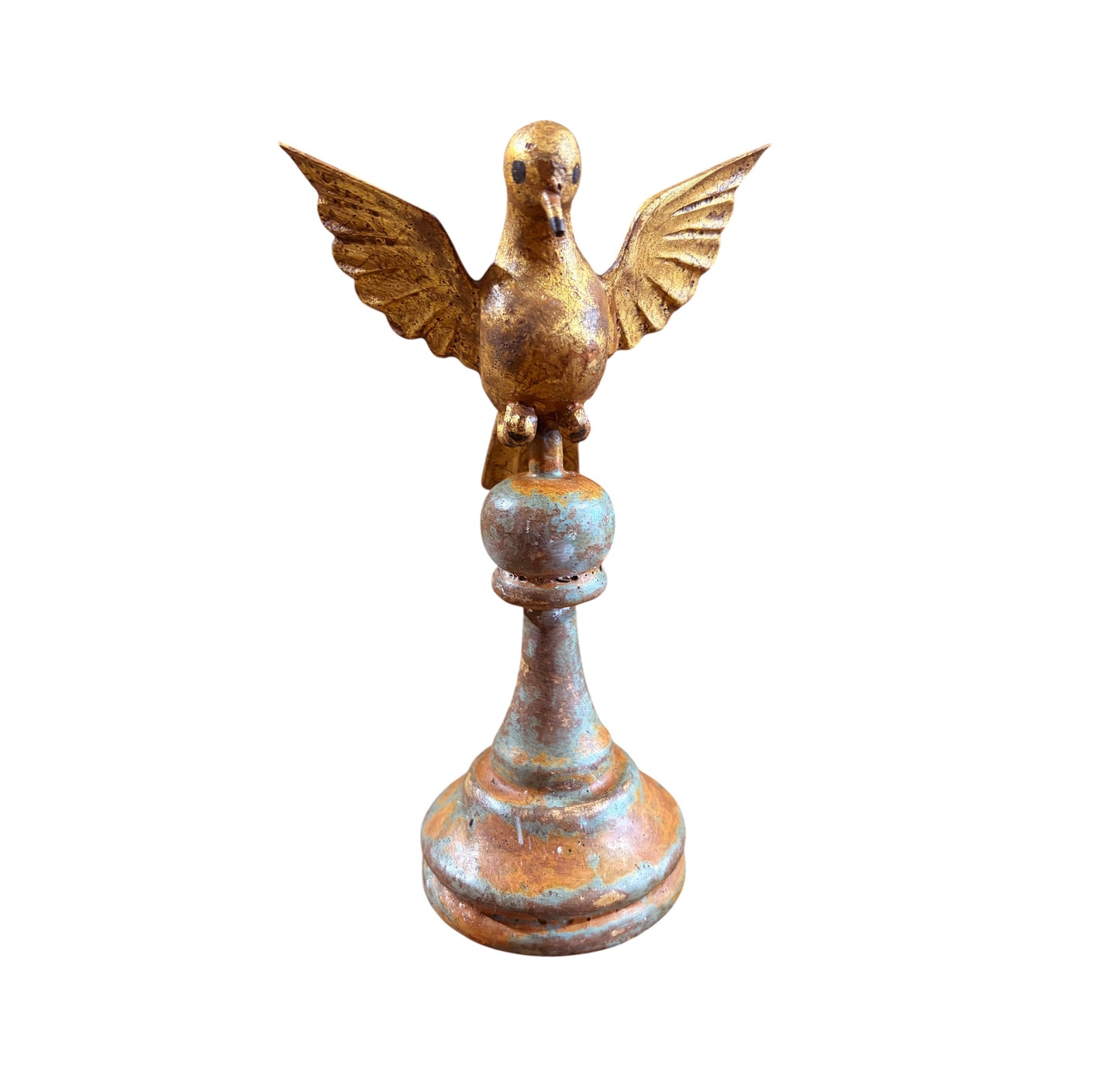 #704 European Carved Wood Bird Sculpture on Finial 8" H