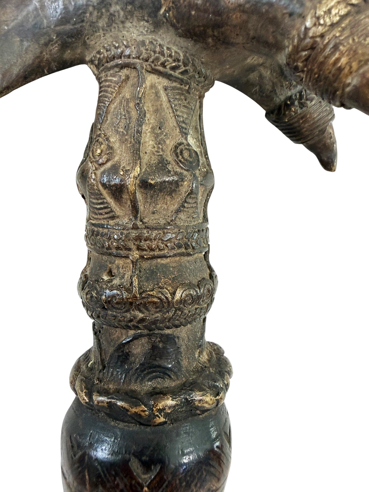 #1265 Vintage Senufo Kpa'ana Bronze Ceremonial Figural Axe Côte d'Ivoire 13" H