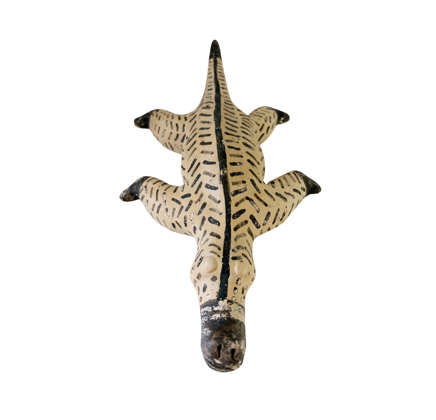#714 Vintage Karaja Tribe clay ceramic alligator statue Brazil