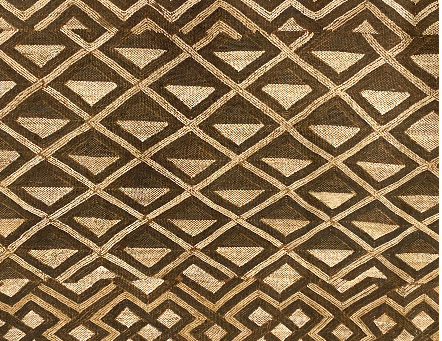 #6002 African tribal Kuba Kasai Raffia Textile 29" by 25"