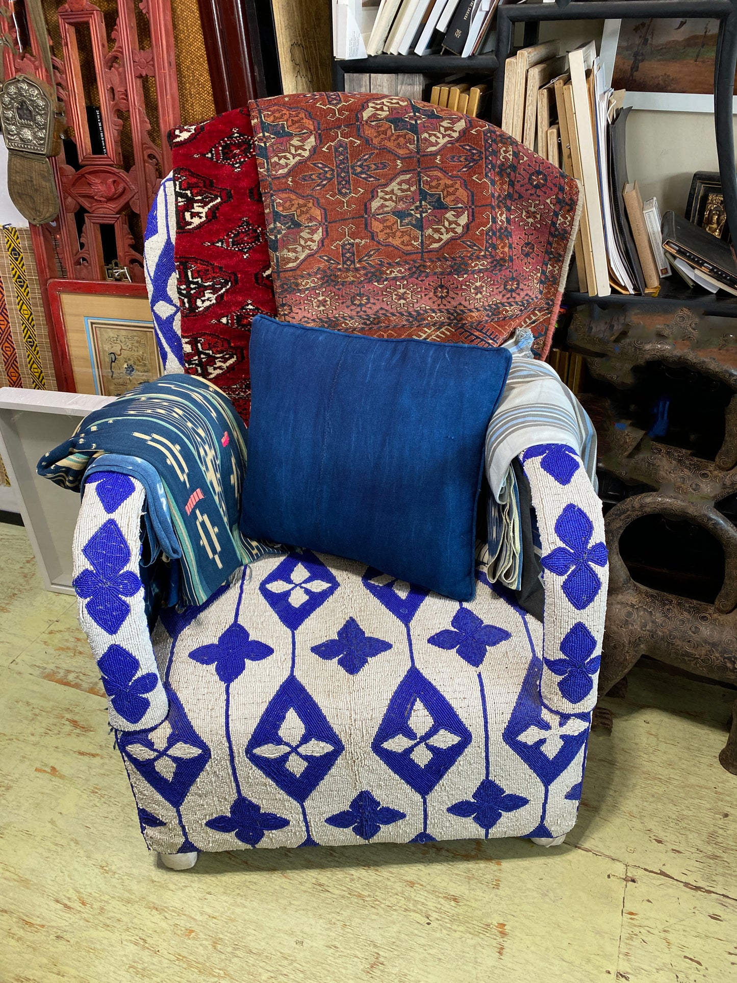 #5498 African Custom Made Solid Indigo cloth Pillow 17"
