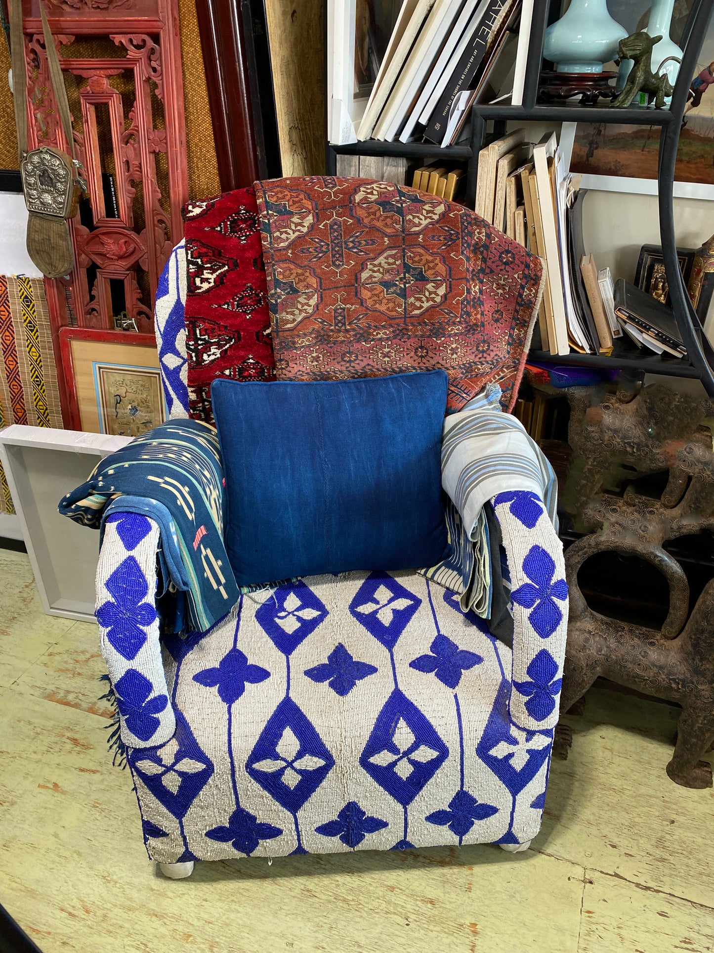 #5498 African Custom Made Solid Indigo cloth Pillow 17"