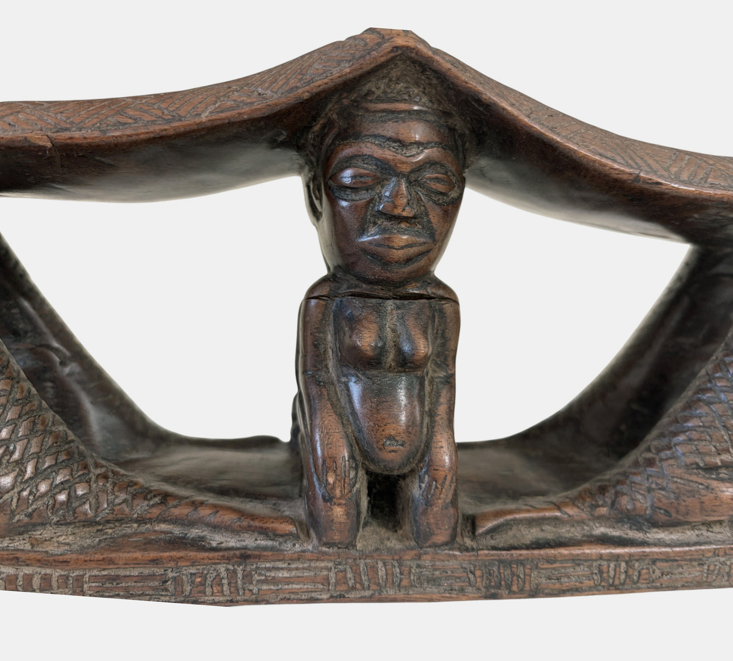 #1267 Rare Find Vintage Chokwe Double Headrest Congo 15"