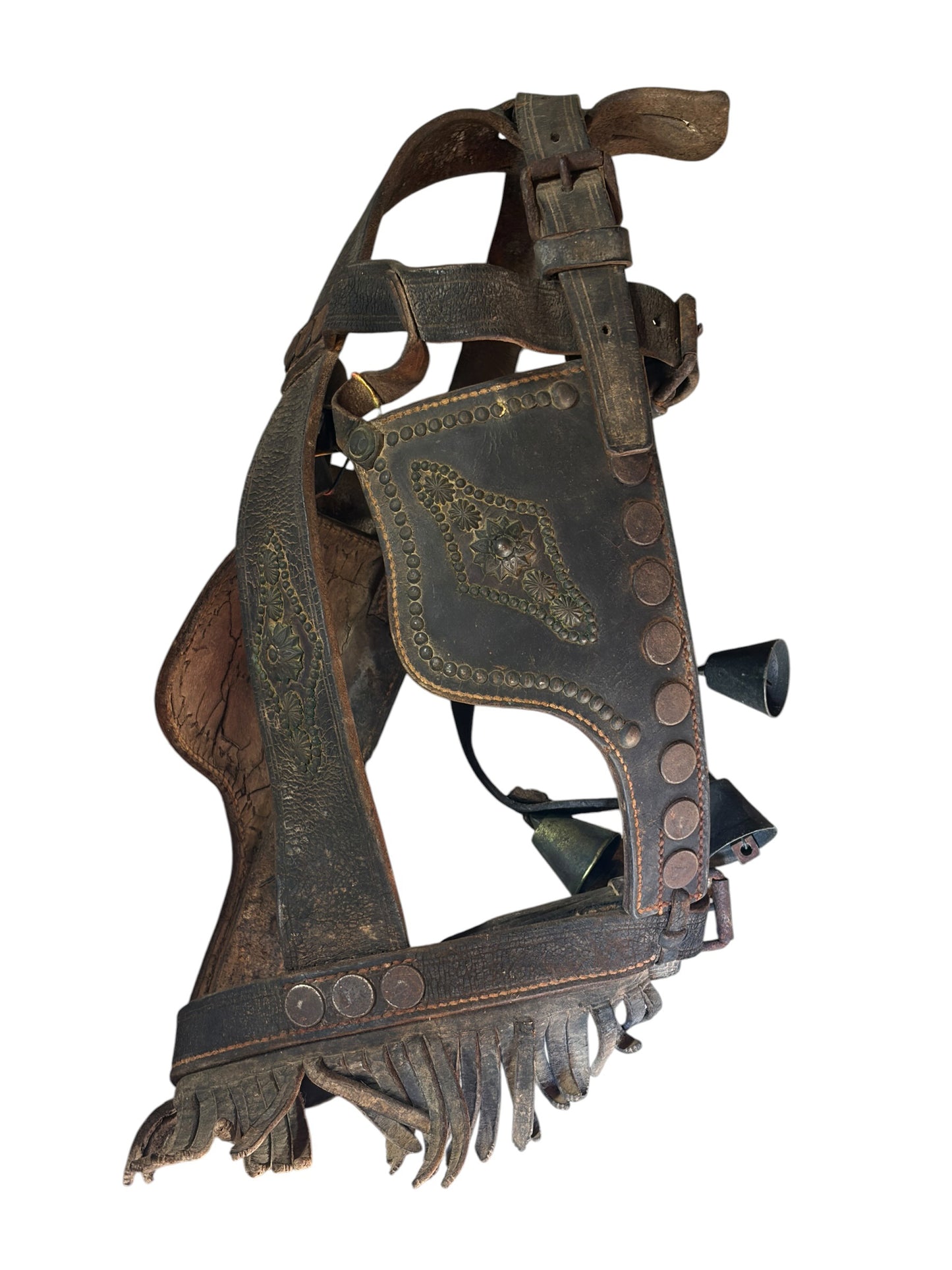 #I Antique Leather Horse Bridle W/Blinders