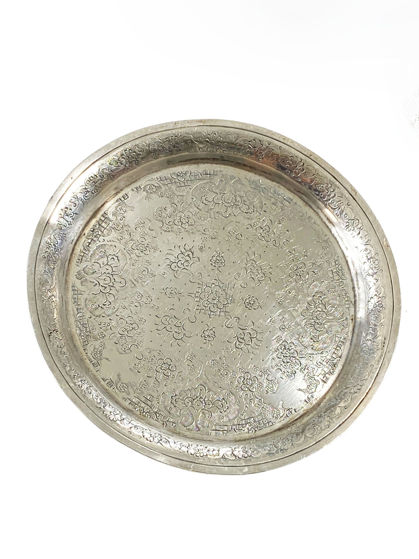 #7010 Old Ornate Coin Silver Dish