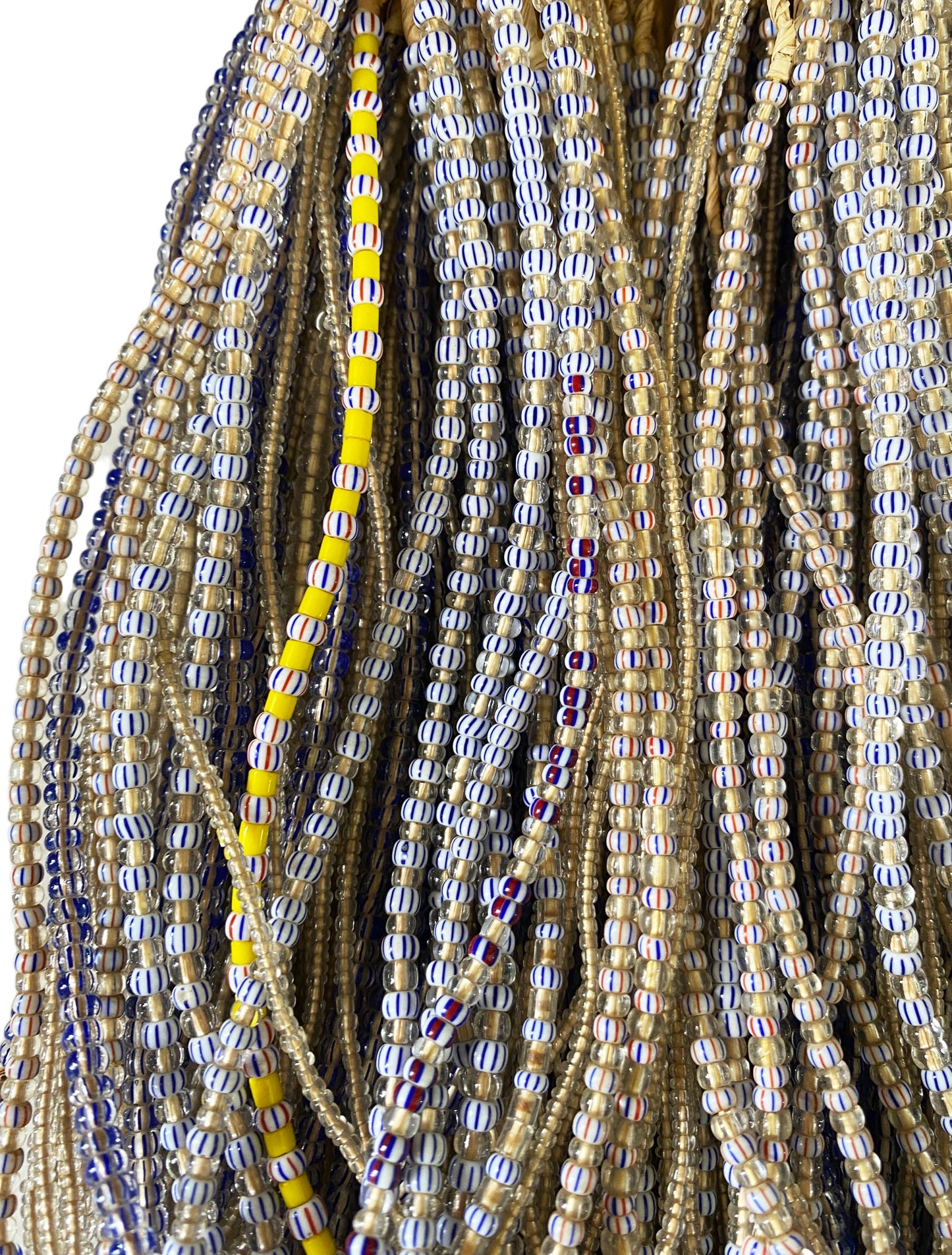 #3097 African Chevron Multi-Color Glass Beads 101 Necklaces Ghana